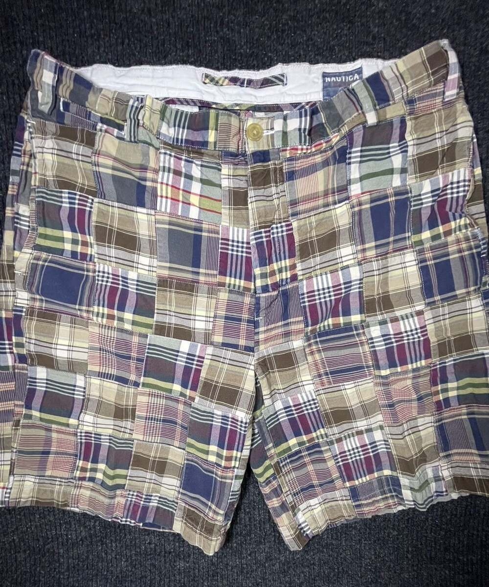 Nautica Patchwork Plaid Cotton Shorts Size VDR 502 207